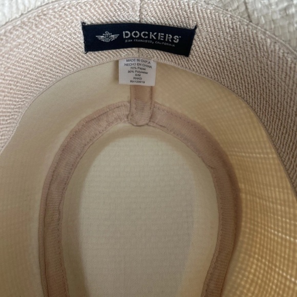 Dockers Straw Fedora Hat Men's Small/Medium Tan Hat With Black Bands - Picture 6 of 6